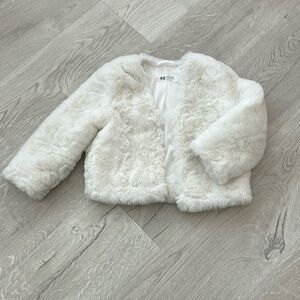 Girls H&M white soft furry jacket
